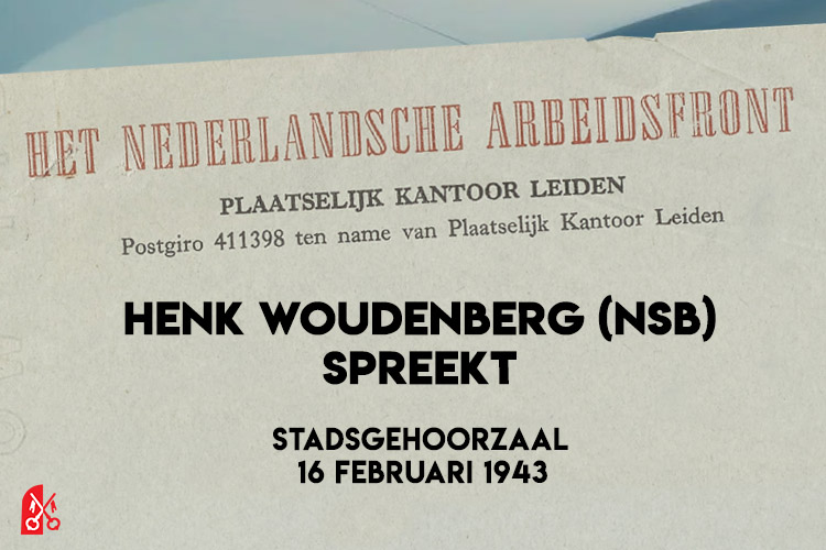 Henk Woudenberg spreekt in de Stadsgehoorzaal 1943